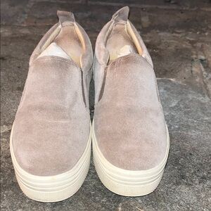 Marc Fisher Taupe Suede Slip-On Sneakers